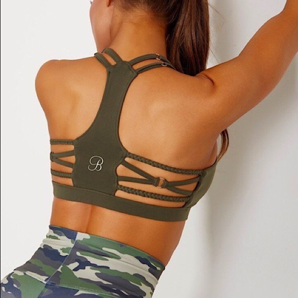 Tickle My Back Army Green Sports Bra